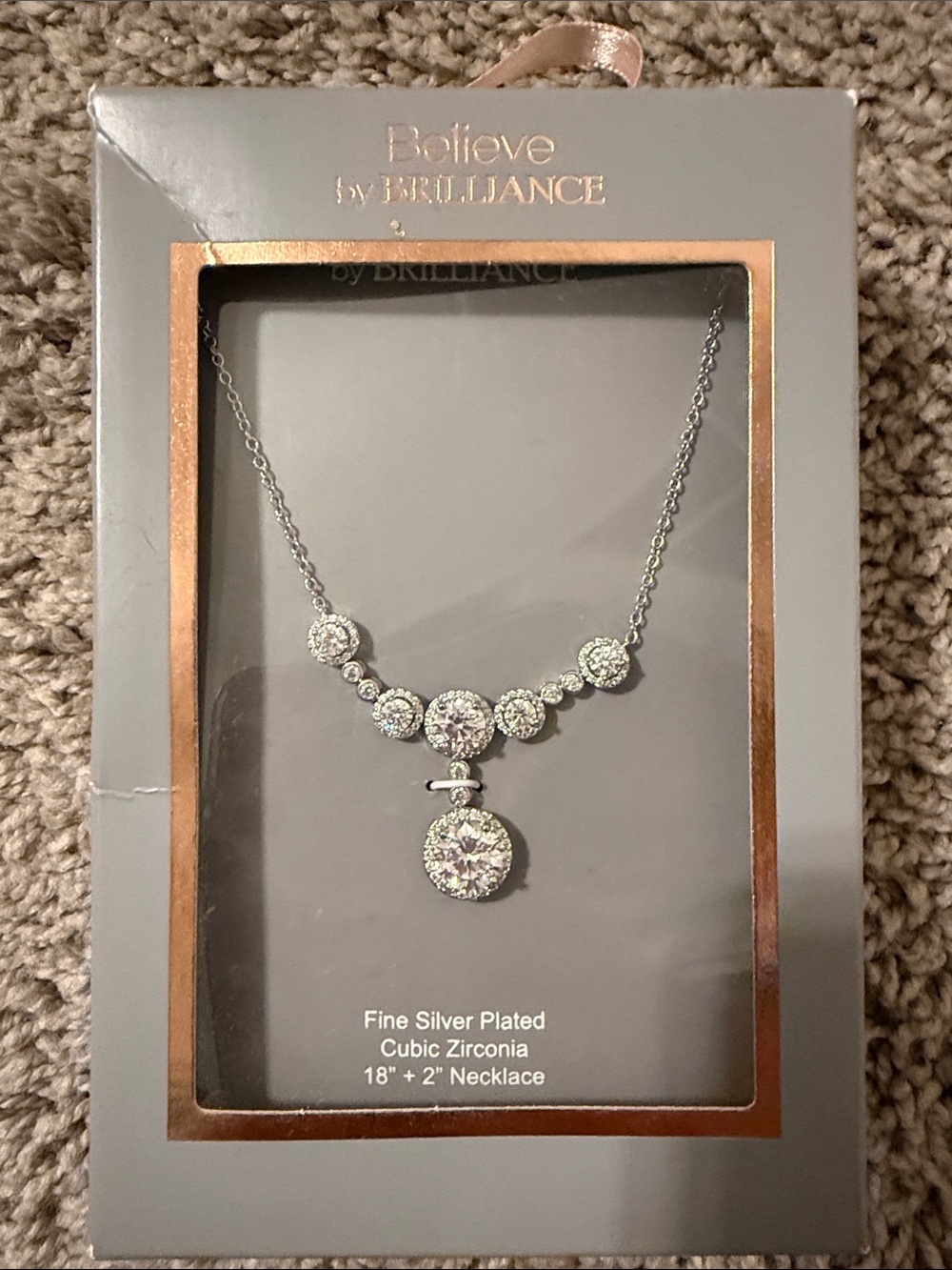 Believe by Brilliance Silver-Plated CZ Necklace - White/Silver
